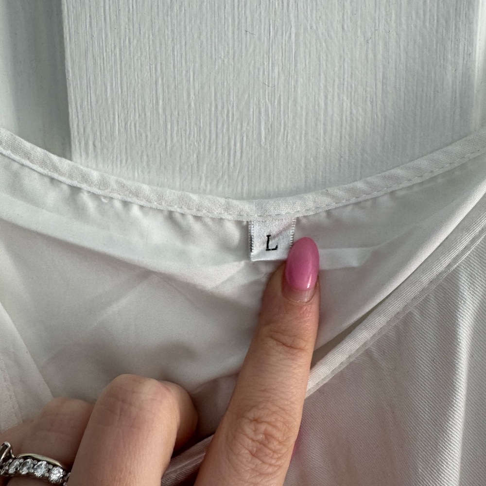 Amazon White Tiered Maxi Dress Spaghetti Strap Sundress Size L - Picture 4 of 5